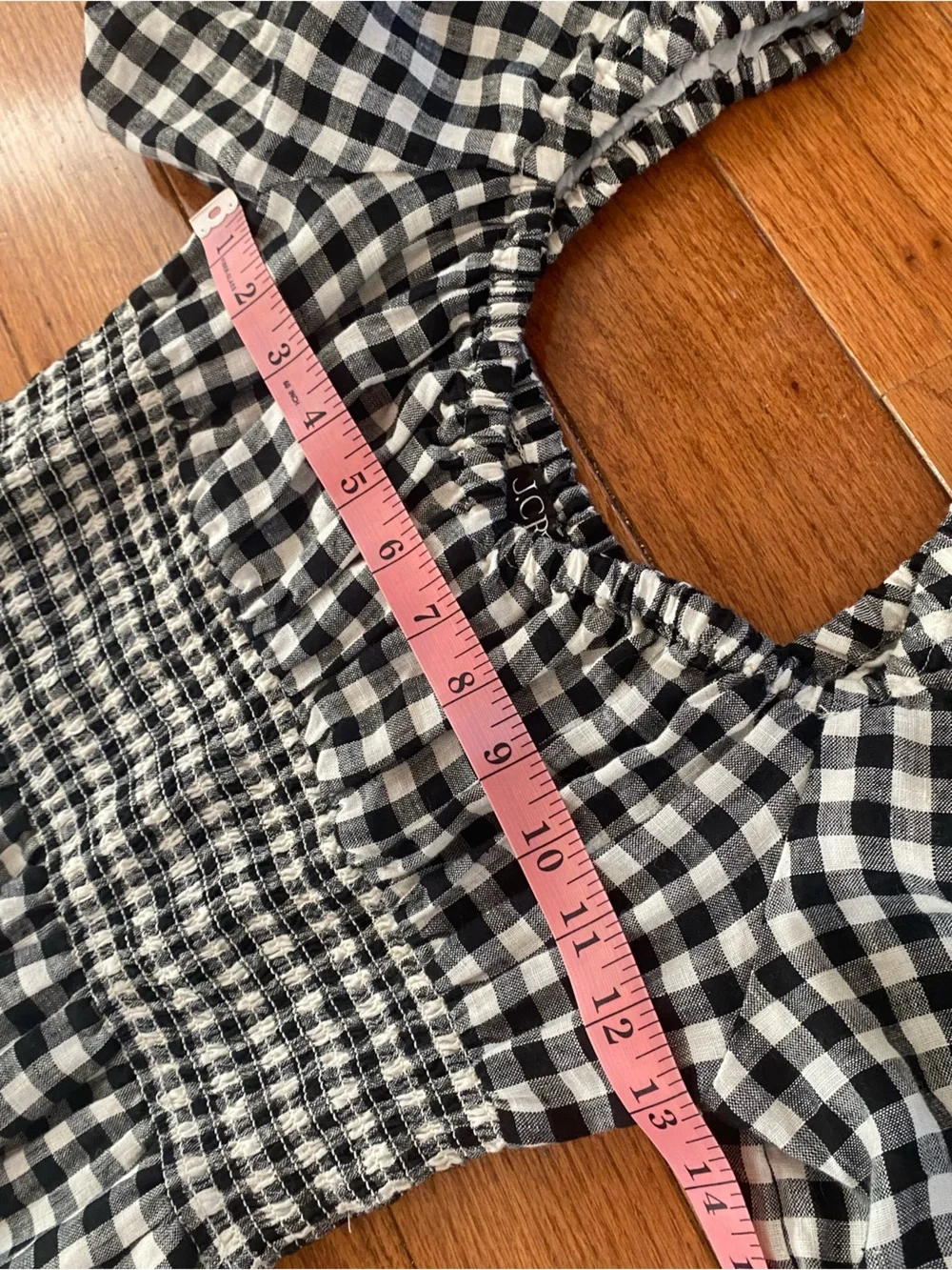 J.Crew 100% Linen Gingham Smocked Puff Sleeve Midi Dress XS